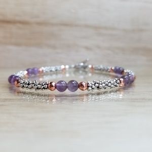Rose Gold & Amethyst Beaded Toggle Bracelet